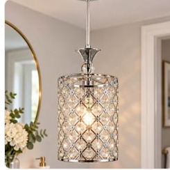 Modern Chrome Crystal Pendant