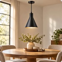 Modern Black Cone Pendant
