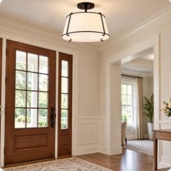 Matte Black Semi-Flush Mount Light