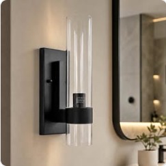 Modern Black and Clear Glass Wall Sconce