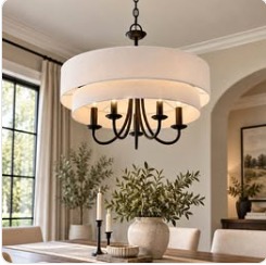 Black 5-Light Double Drum Chandelier